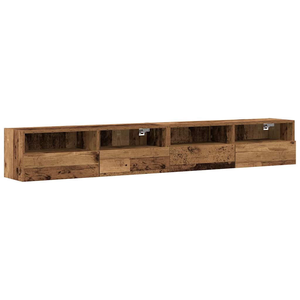 TV Wandkast 2 pcs Oud Hout 100 x 30 x 30 cm Bewerkt hout is nu te koop bij PeponiXL, paradijselijk wonen!