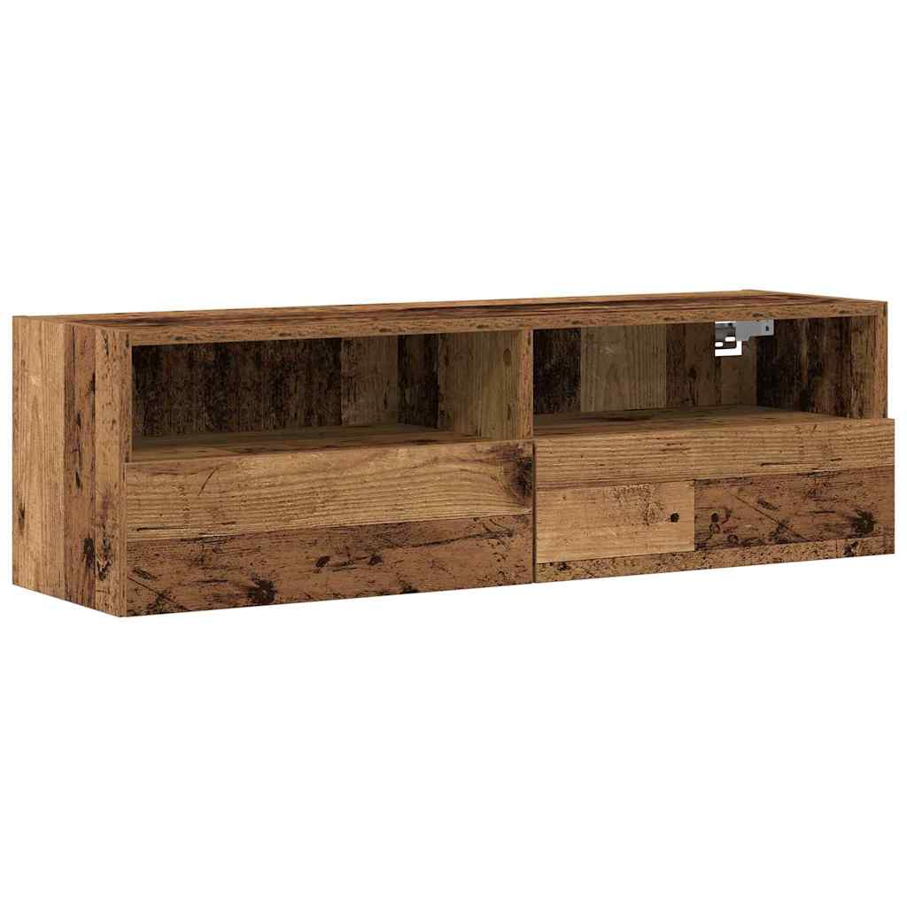 TV Wandkast 2 pcs Oud Hout 100 x 30 x 30 cm Bewerkt hout is nu te koop bij PeponiXL, paradijselijk wonen!