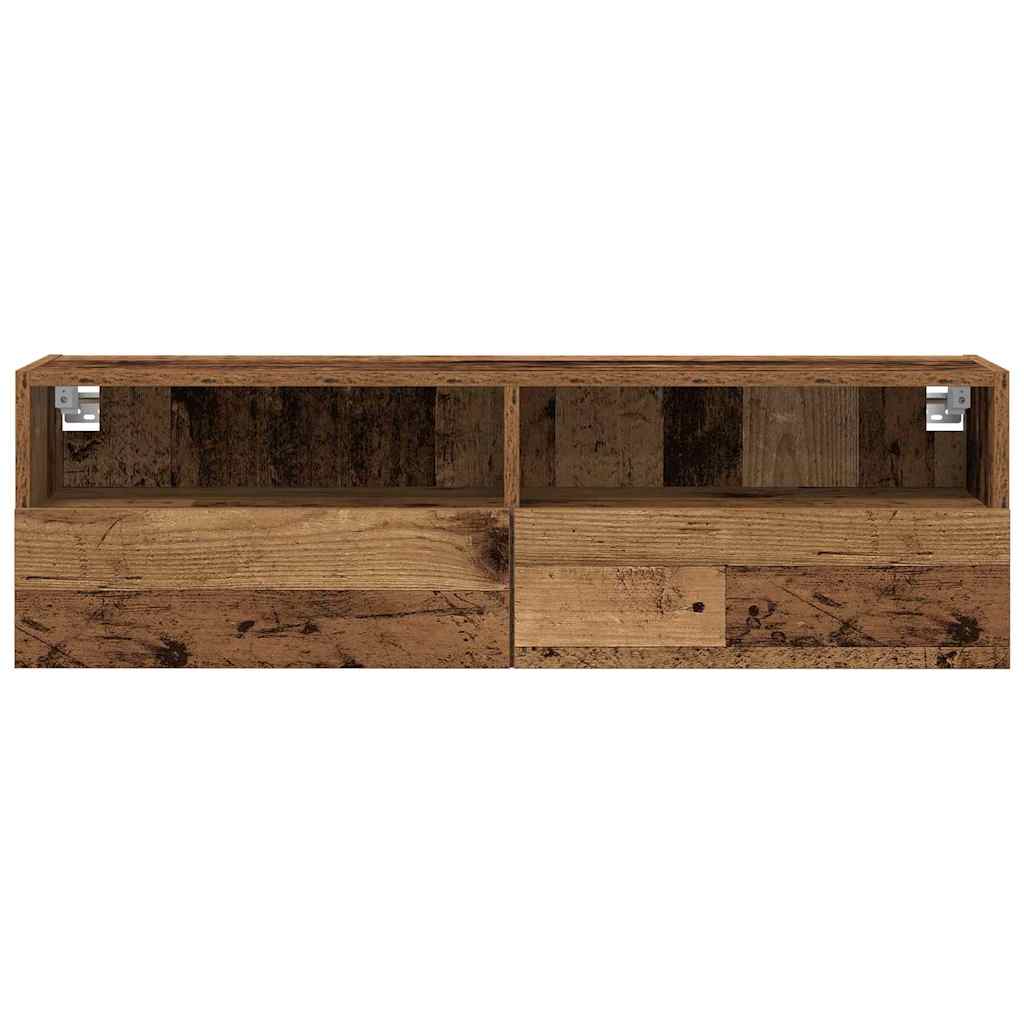 TV Wandkast 2 pcs Oud Hout 100 x 30 x 30 cm Bewerkt hout is nu te koop bij PeponiXL, paradijselijk wonen!