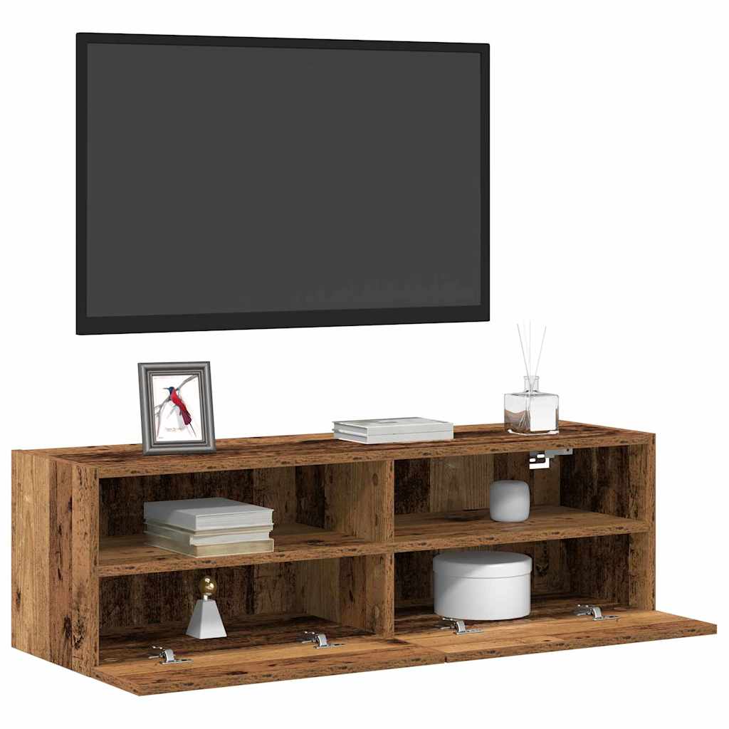 TV Wandkast 2 pcs Oud Hout 100 x 30 x 30 cm Bewerkt hout is nu te koop bij PeponiXL, paradijselijk wonen!