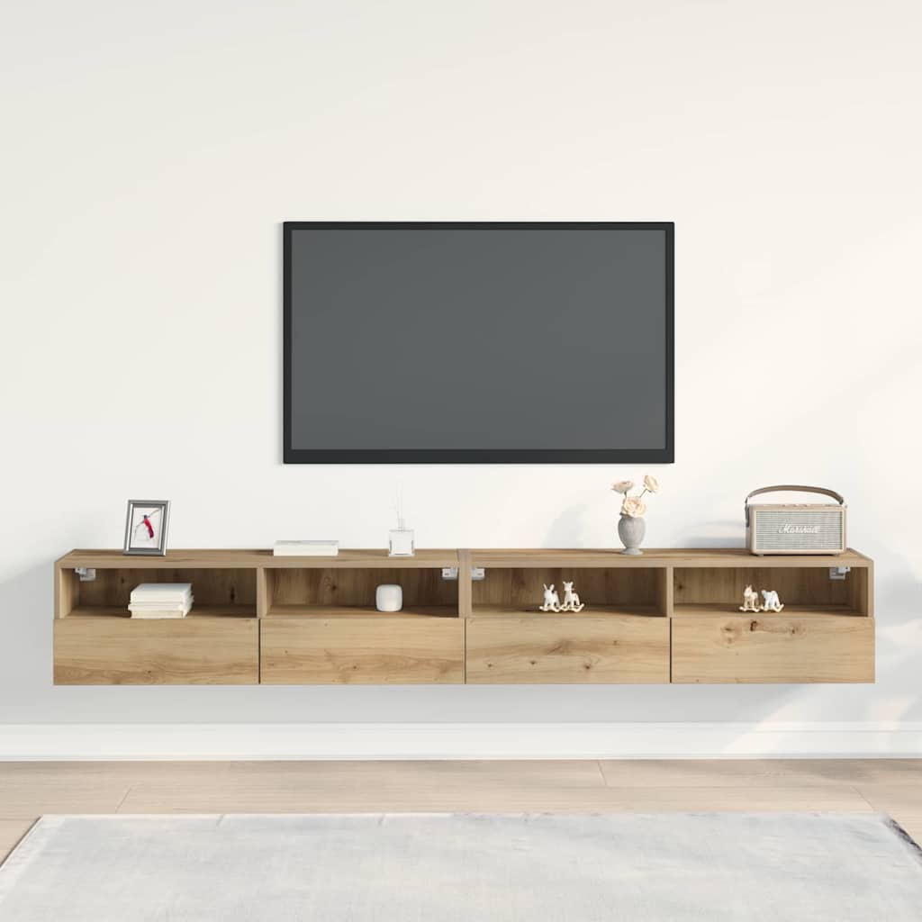 TV Wandkast 2 pcs artisanaal eikenkleurig 100 x 30 x 30 cm is nu te koop bij PeponiXL, paradijselijk wonen!