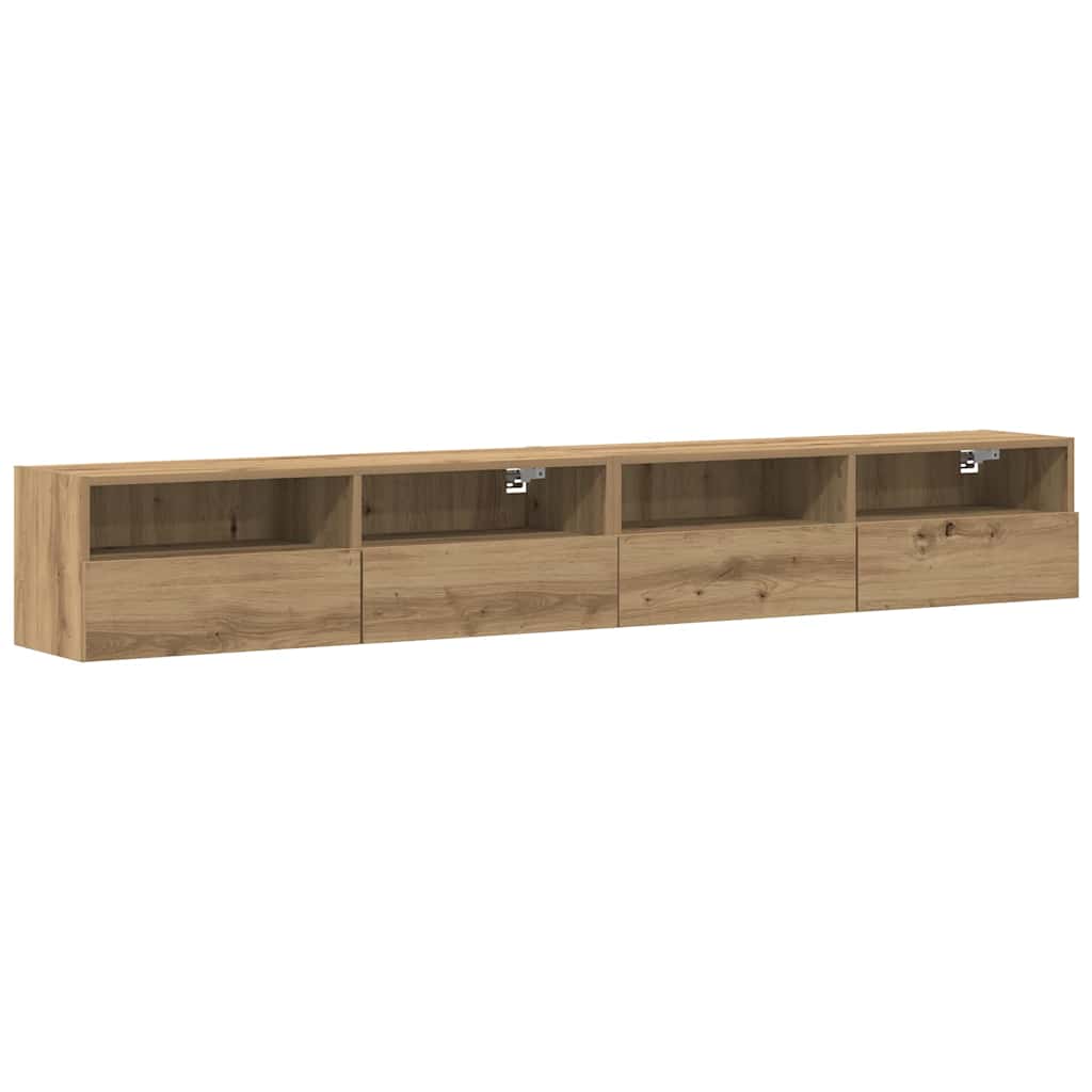 TV Wandkast 2 pcs artisanaal eikenkleurig 100 x 30 x 30 cm is nu te koop bij PeponiXL, paradijselijk wonen!