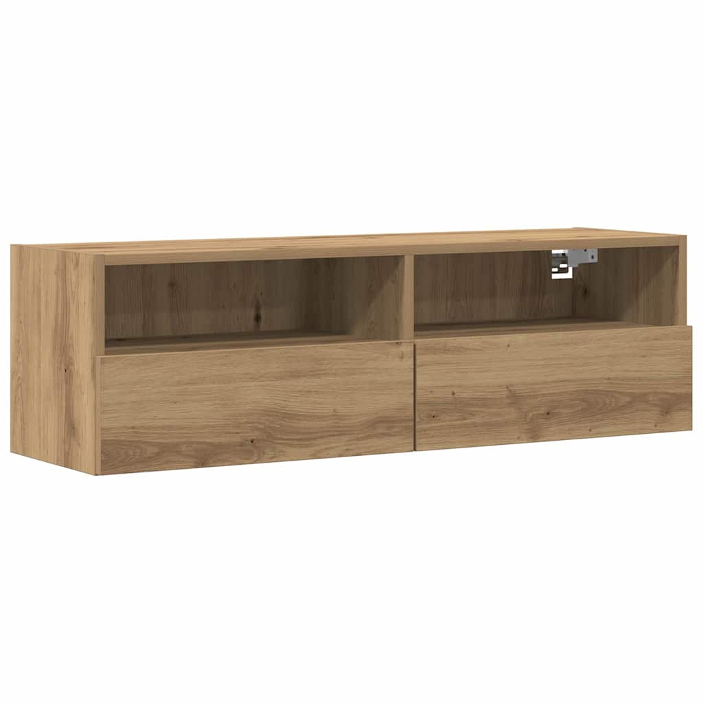 TV Wandkast 2 pcs artisanaal eikenkleurig 100 x 30 x 30 cm is nu te koop bij PeponiXL, paradijselijk wonen!