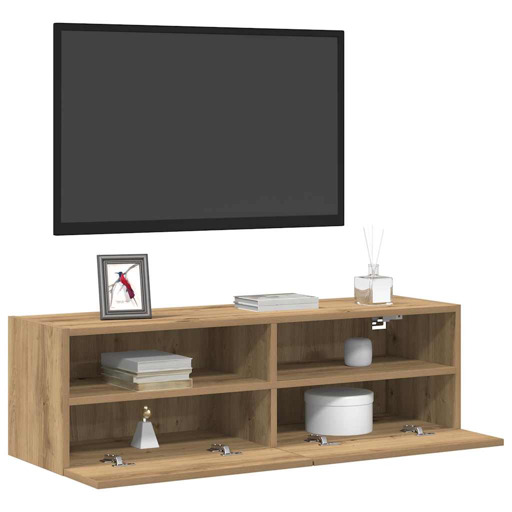 TV Wandkast 2 pcs artisanaal eikenkleurig 100 x 30 x 30 cm is nu te koop bij PeponiXL, paradijselijk wonen!
