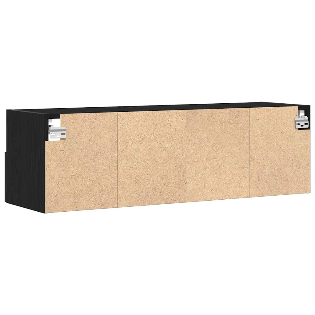 TV Wandkast Zwart Eiken 100 x 30 x 30 cm Bewerkt hout is nu te koop bij PeponiXL, paradijselijk wonen!