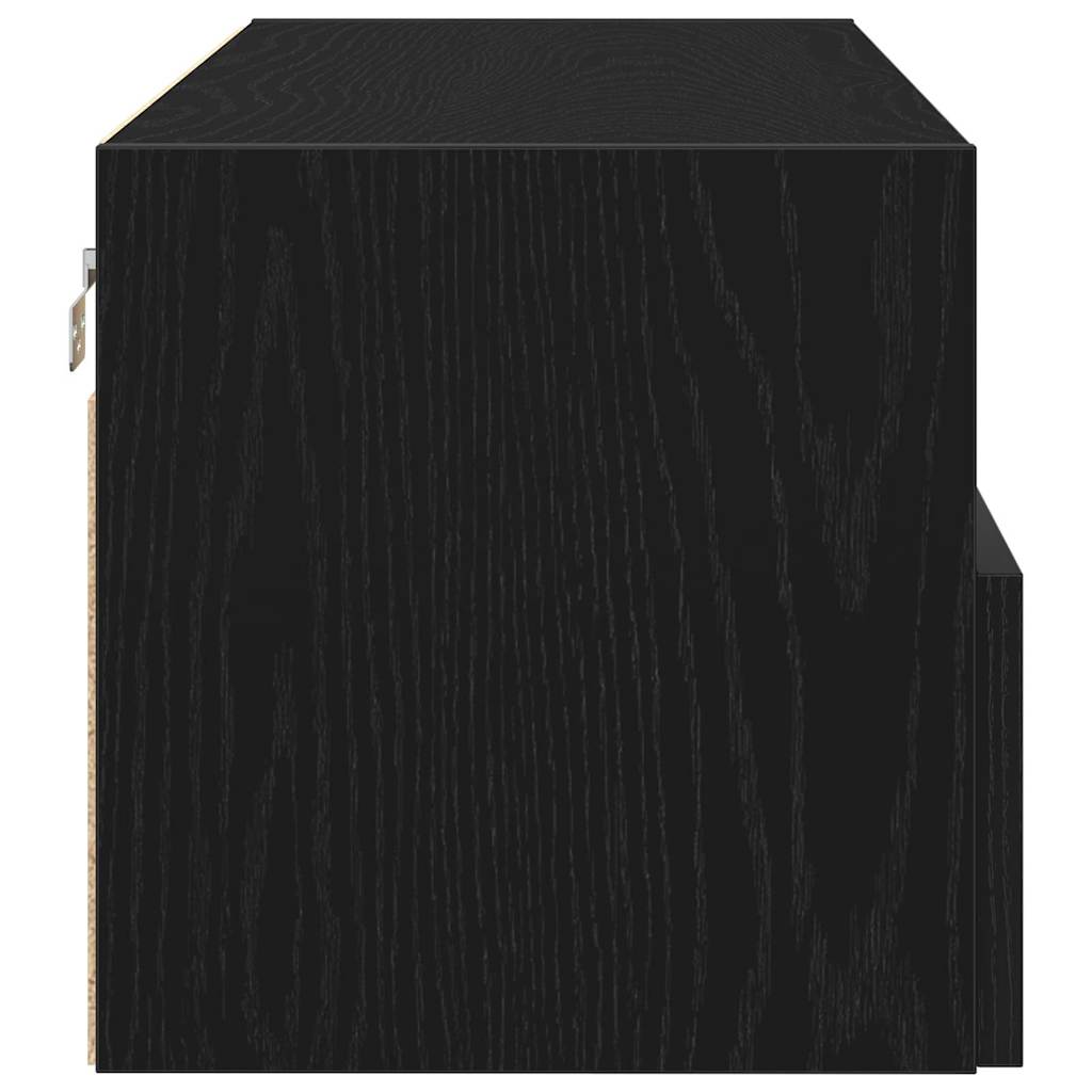 TV Wandkast Zwart Eiken 100 x 30 x 30 cm Bewerkt hout is nu te koop bij PeponiXL, paradijselijk wonen!