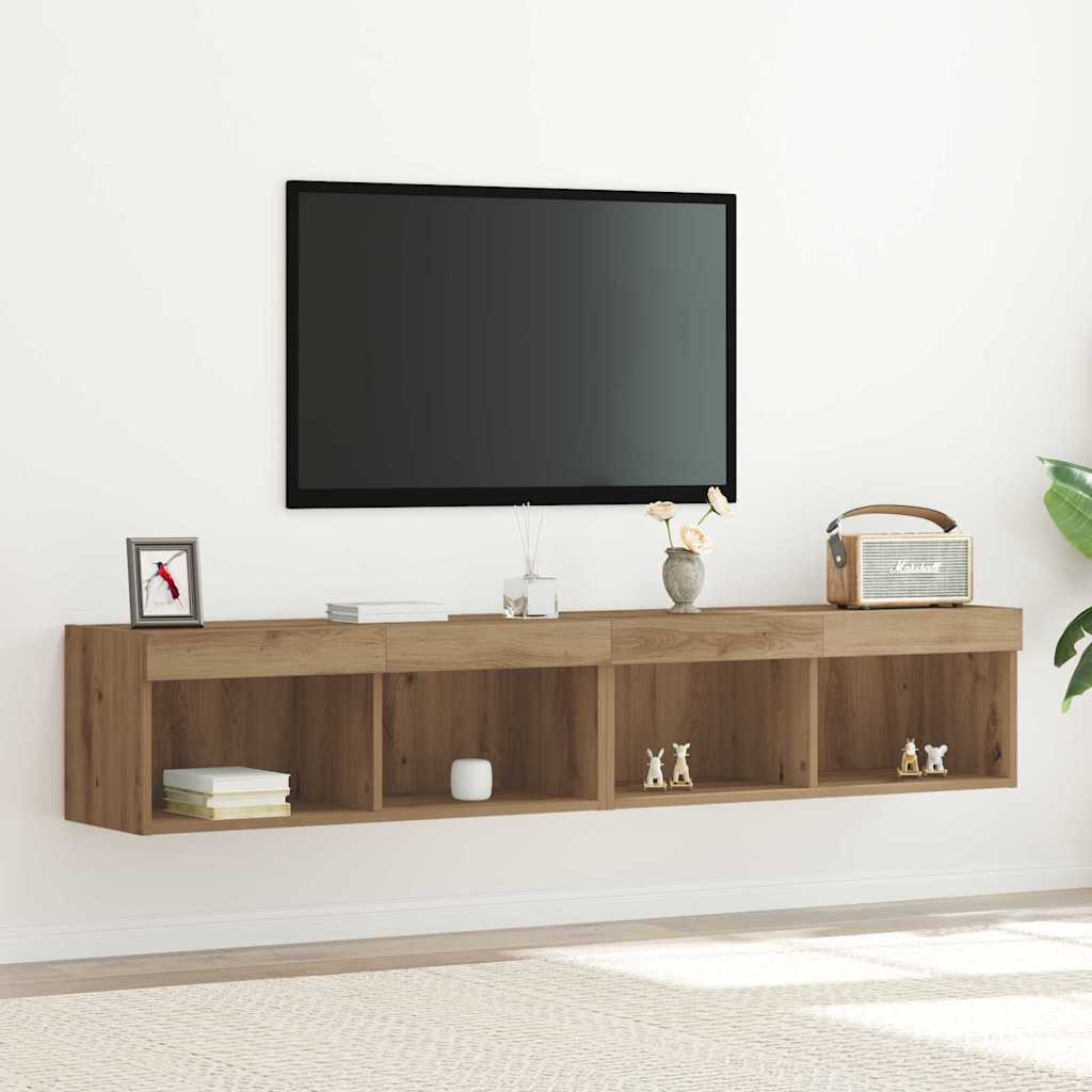 Tv-meubelset 2 pcs Artisan Eiken 80 x 30 x 30 cm Bewerkt hout is nu te koop bij PeponiXL, paradijselijk wonen!