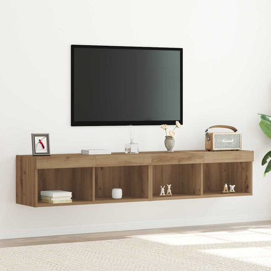 Tv-meubelset 2 pcs Artisan Eiken 80 x 30 x 30 cm Bewerkt hout is nu te koop bij PeponiXL, paradijselijk wonen!