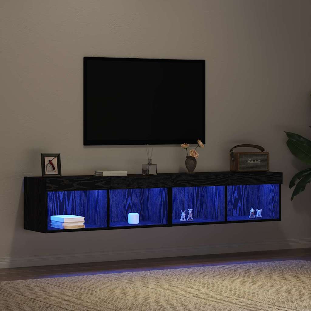 Tv-meubelset 2 pcs Zwart eiken 80 x 30 x 30 cm Bewerkt hout is nu te koop bij PeponiXL, paradijselijk wonen!
