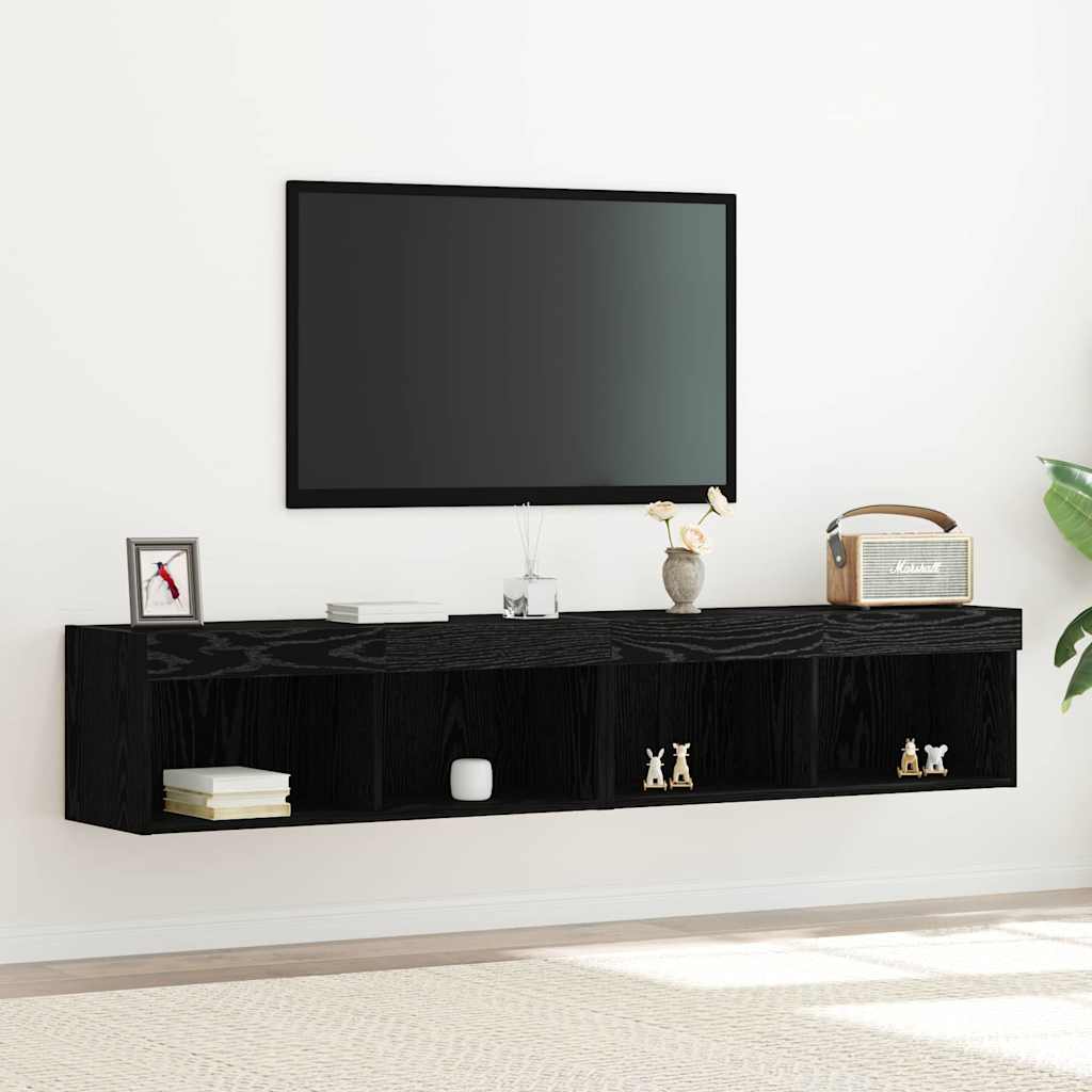 Tv-meubelset 2 pcs Zwart eiken 80 x 30 x 30 cm Bewerkt hout is nu te koop bij PeponiXL, paradijselijk wonen!
