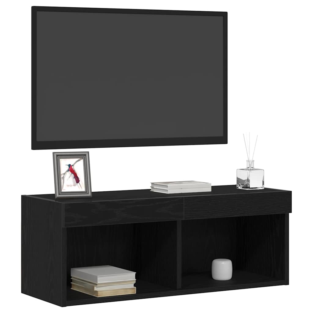 Tv-meubelset 2 pcs Zwart eiken 80 x 30 x 30 cm Bewerkt hout is nu te koop bij PeponiXL, paradijselijk wonen!
