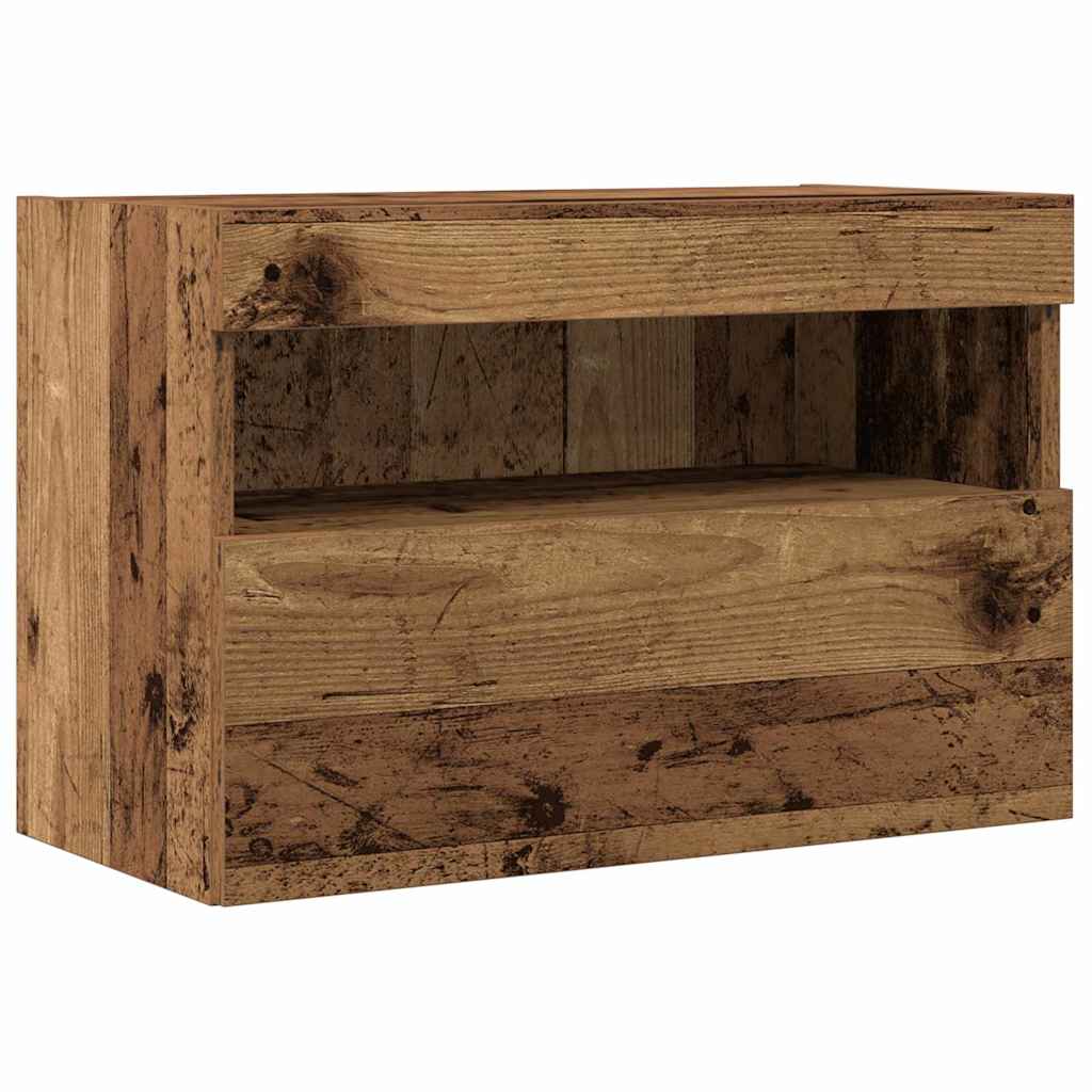 TV Wandkast met LED 2 pcs Oud hout 60 x 30 x 40 cm Bewerkt hout is nu te koop bij PeponiXL, paradijselijk wonen!