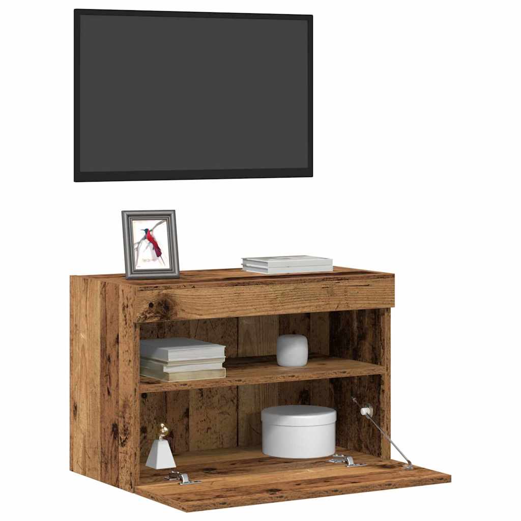TV Wandkast met LED 2 pcs Oud hout 60 x 30 x 40 cm Bewerkt hout is nu te koop bij PeponiXL, paradijselijk wonen!