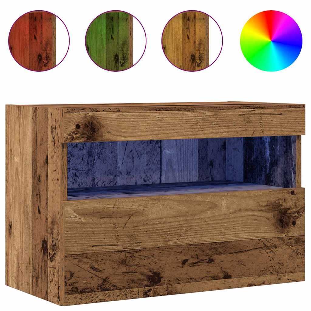 TV Wandkast met LED 2 pcs Oud hout 60 x 30 x 40 cm Bewerkt hout is nu te koop bij PeponiXL, paradijselijk wonen!