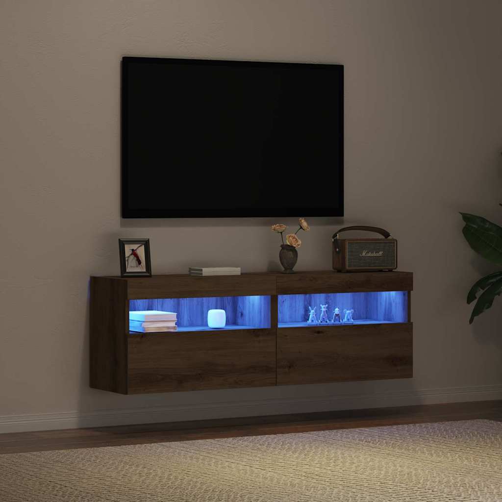 TV Wandkast 2 pcs artisanaal eikenkleurig 60 x 30 x 40 cm is nu te koop bij PeponiXL, paradijselijk wonen!