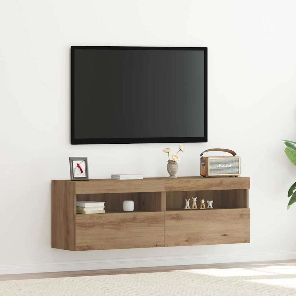 TV Wandkast 2 pcs artisanaal eikenkleurig 60 x 30 x 40 cm is nu te koop bij PeponiXL, paradijselijk wonen!