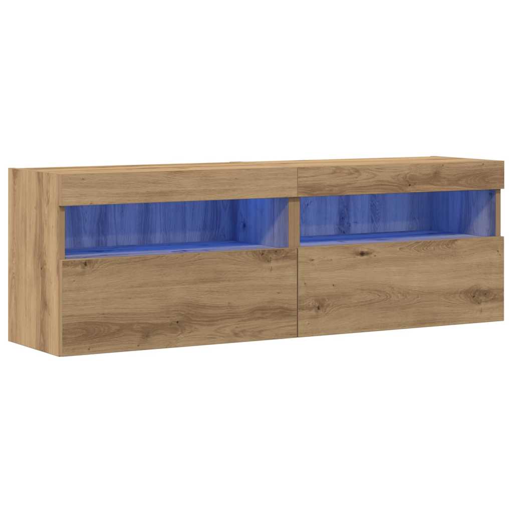 TV Wandkast 2 pcs artisanaal eikenkleurig 60 x 30 x 40 cm is nu te koop bij PeponiXL, paradijselijk wonen!
