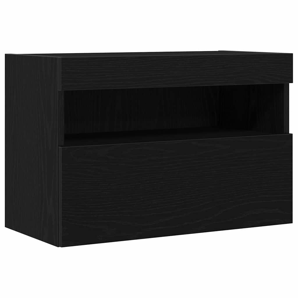 TV Wandkast 2 pcs Zwart eiken 60 x 30 x 40 cm Bewerkt hout is nu te koop bij PeponiXL, paradijselijk wonen!
