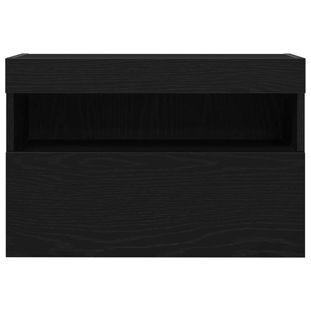 TV Wandkast 2 pcs Zwart eiken 60 x 30 x 40 cm Bewerkt hout is nu te koop bij PeponiXL, paradijselijk wonen!
