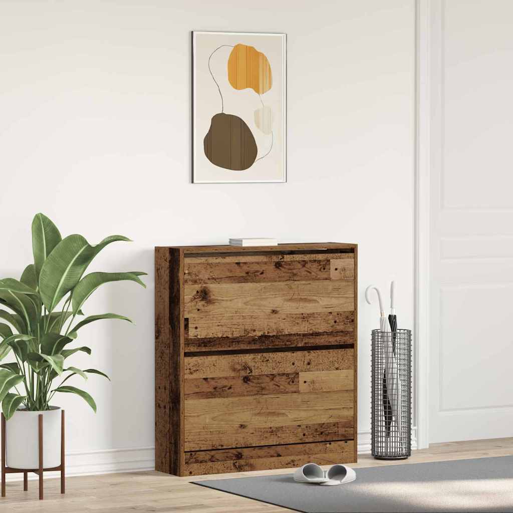 Schoenenkast met plank Oudhout 80 x 21 x 87,5 cm Bewerkt hout is nu te koop bij PeponiXL, paradijselijk wonen!