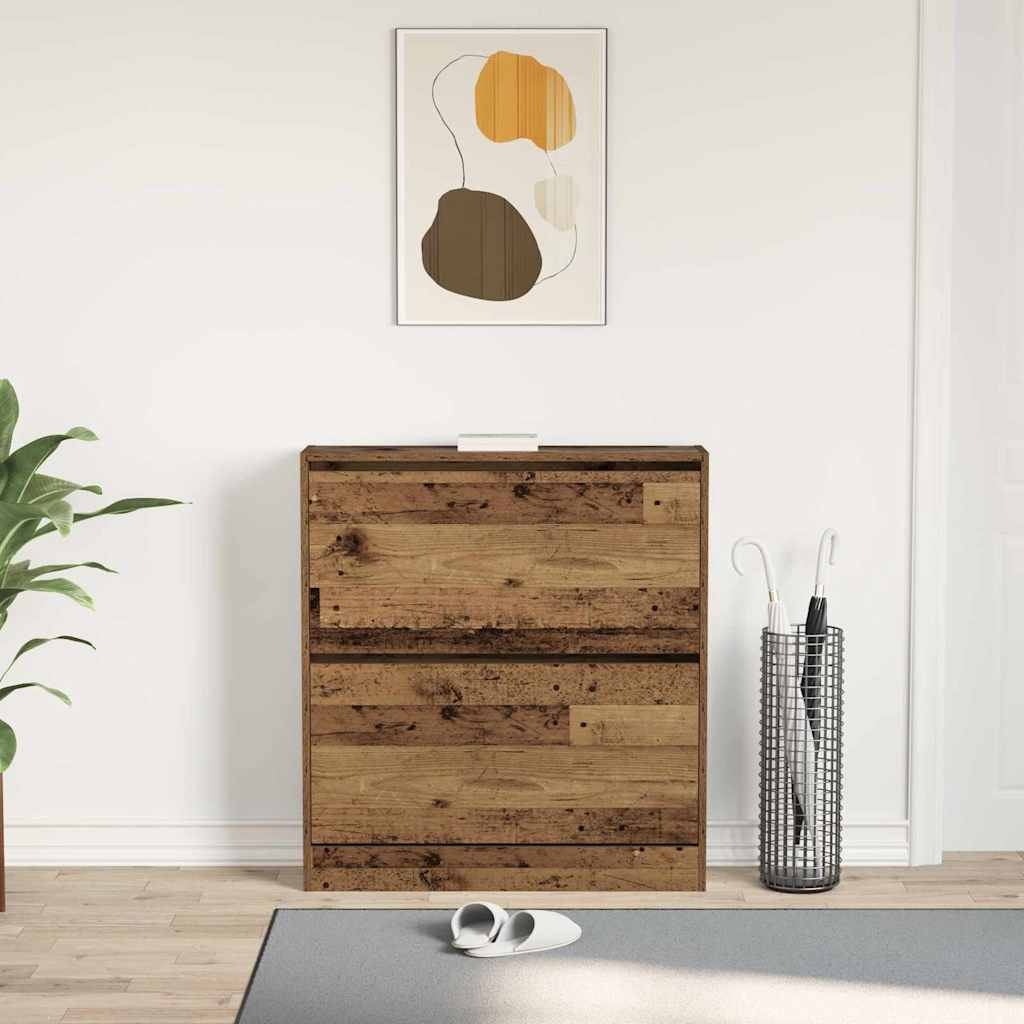 Schoenenkast met plank Oudhout 80 x 21 x 87,5 cm Bewerkt hout is nu te koop bij PeponiXL, paradijselijk wonen!