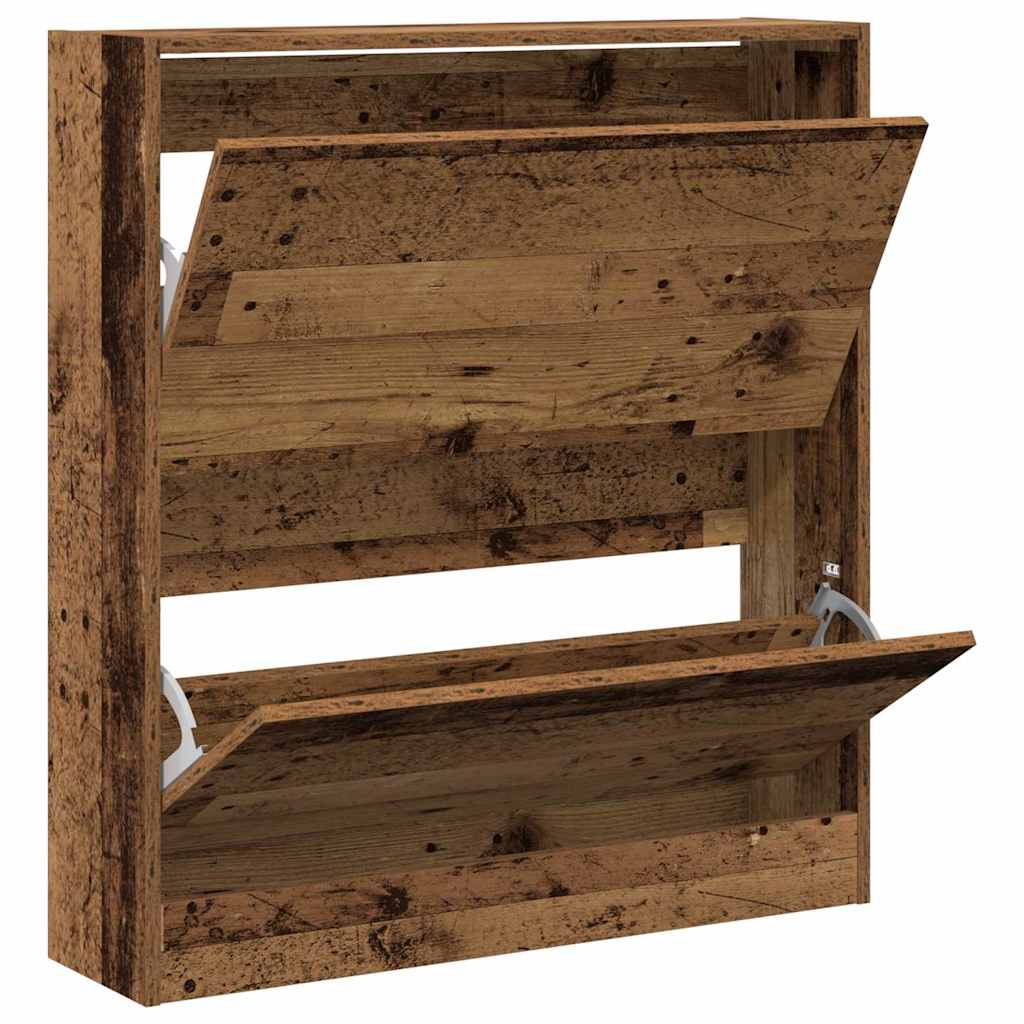 Schoenenkast met plank Oudhout 80 x 21 x 87,5 cm Bewerkt hout is nu te koop bij PeponiXL, paradijselijk wonen!