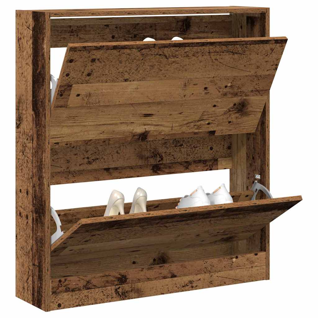Schoenenkast met plank Oudhout 80 x 21 x 87,5 cm Bewerkt hout is nu te koop bij PeponiXL, paradijselijk wonen!