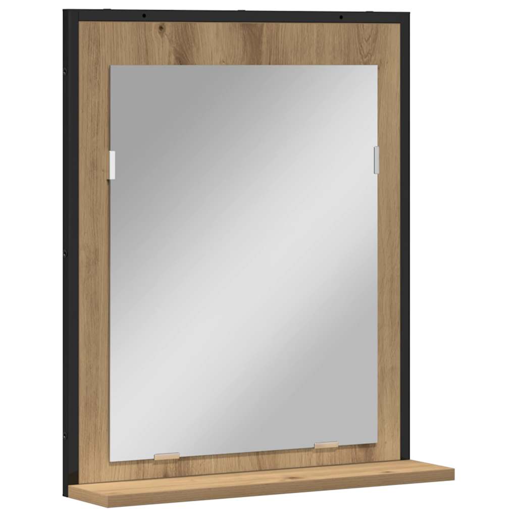 Spiegel met plank artisanaal eikenkleurig 50 x 12 x 60 cm is nu te koop bij PeponiXL, paradijselijk wonen!