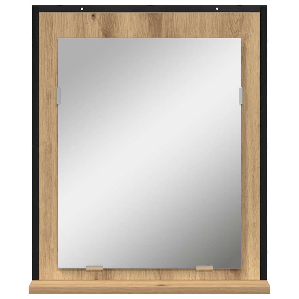 Spiegel met plank artisanaal eikenkleurig 50 x 12 x 60 cm is nu te koop bij PeponiXL, paradijselijk wonen!