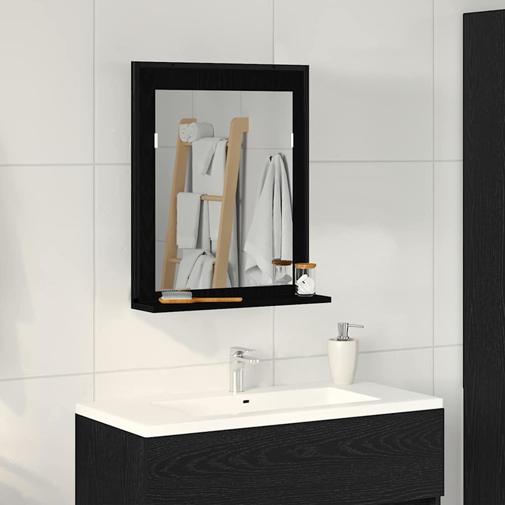 Spiegel Zwart eiken 50 x 12 x 60 cm Glas en Engineered Hout is nu te koop bij PeponiXL, paradijselijk wonen!