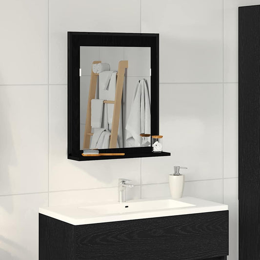 Spiegel Zwart eiken 50 x 12 x 60 cm Glas en Engineered Hout is nu te koop bij PeponiXL, paradijselijk wonen!
