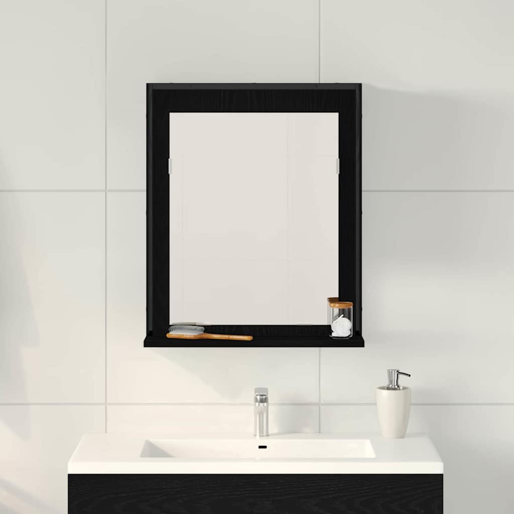 Spiegel Zwart eiken 50 x 12 x 60 cm Glas en Engineered Hout is nu te koop bij PeponiXL, paradijselijk wonen!
