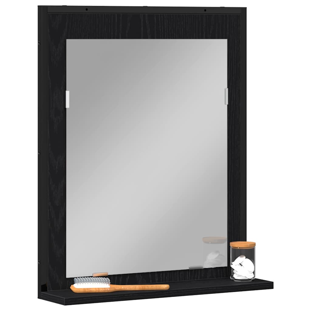Spiegel Zwart eiken 50 x 12 x 60 cm Glas en Engineered Hout is nu te koop bij PeponiXL, paradijselijk wonen!