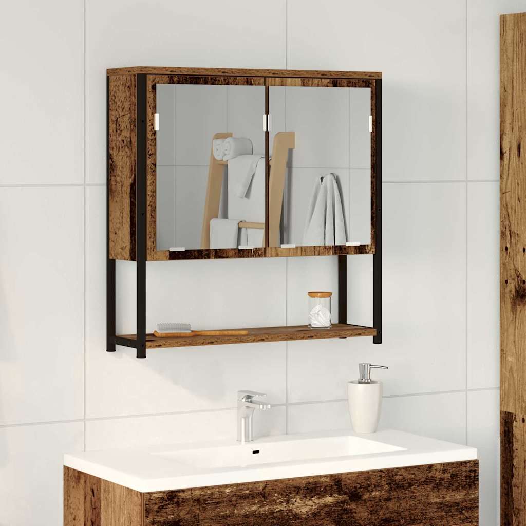 Spiegelkast met plank Oudhout 60 x 16 x 60 cm Bewerkt hout is nu te koop bij PeponiXL, paradijselijk wonen!