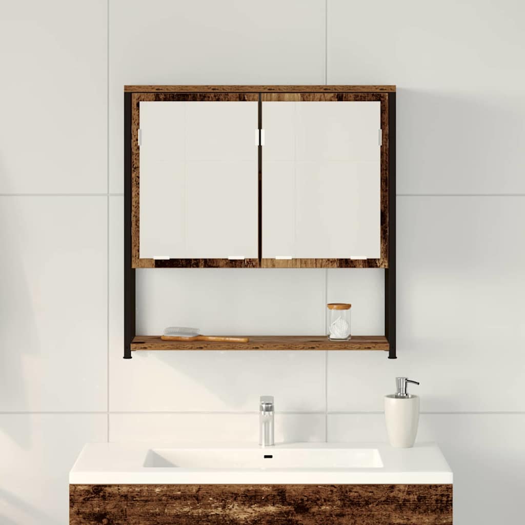 Spiegelkast met plank Oudhout 60 x 16 x 60 cm Bewerkt hout is nu te koop bij PeponiXL, paradijselijk wonen!