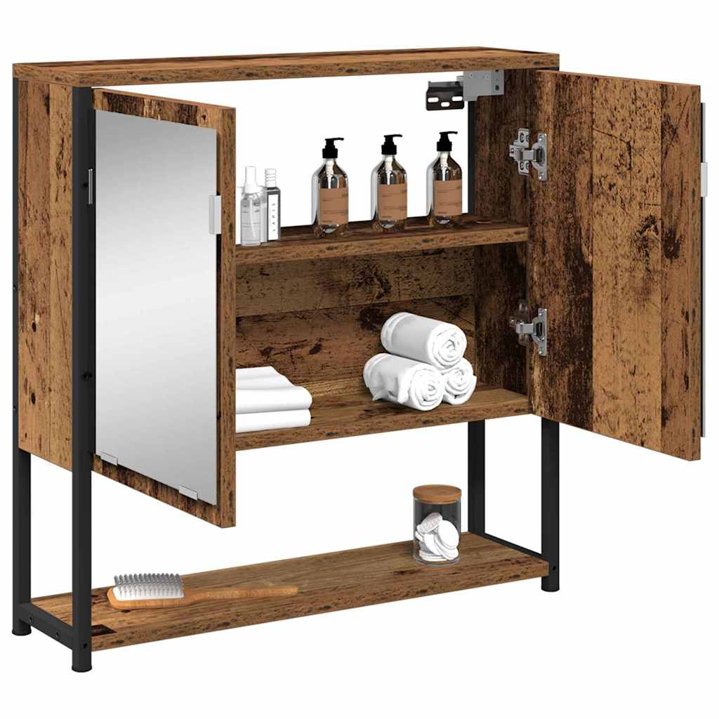Spiegelkast met plank Oudhout 60 x 16 x 60 cm Bewerkt hout is nu te koop bij PeponiXL, paradijselijk wonen!