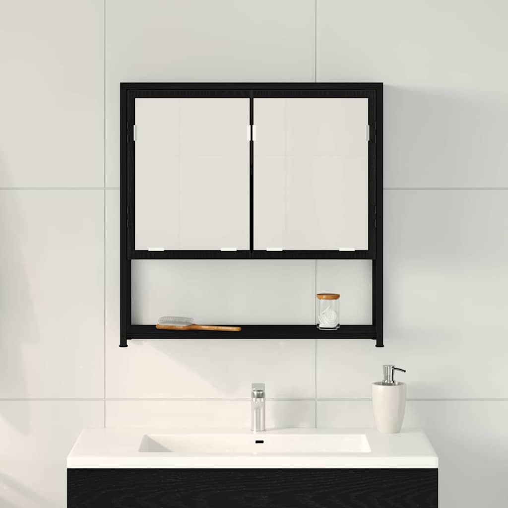 Spiegelkast met plank Zwart Eiken 60 x 16 x 60 cm Bewerkt hout is nu te koop bij PeponiXL, paradijselijk wonen!