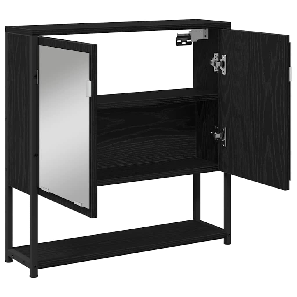 Spiegelkast met plank Zwart Eiken 60 x 16 x 60 cm Bewerkt hout is nu te koop bij PeponiXL, paradijselijk wonen!