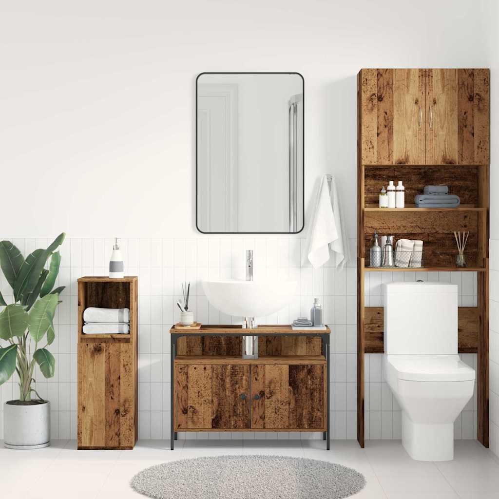 Badkamertenk te kast Oud hout 80 x 30 x 60 cm Bewerkt hout is nu te koop bij PeponiXL, paradijselijk wonen!
