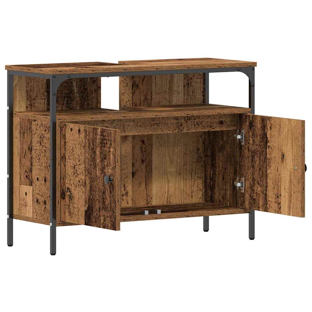 Badkamertenk te kast Oud hout 80 x 30 x 60 cm Bewerkt hout is nu te koop bij PeponiXL, paradijselijk wonen!
