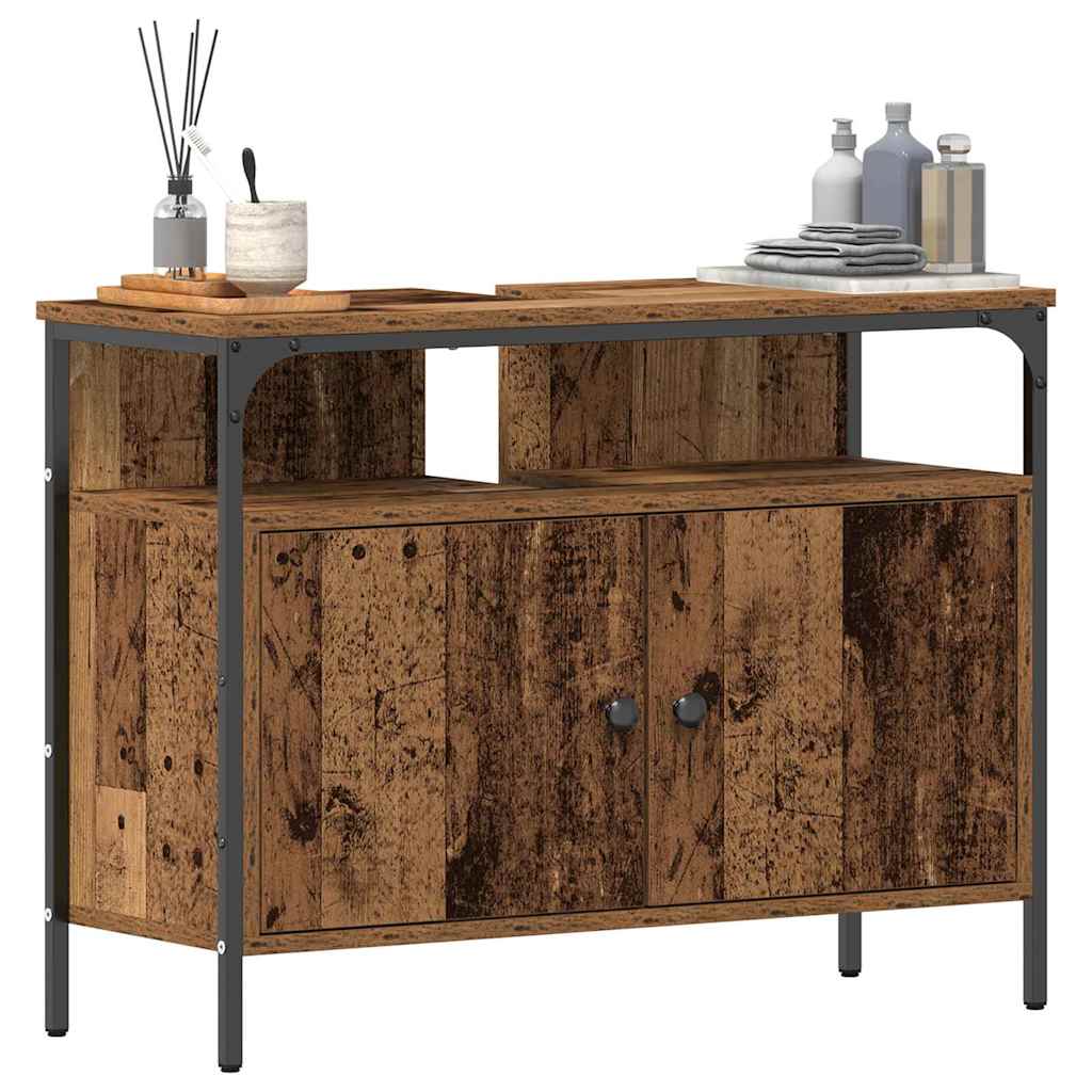 Badkamertenk te kast Oud hout 80 x 30 x 60 cm Bewerkt hout is nu te koop bij PeponiXL, paradijselijk wonen!