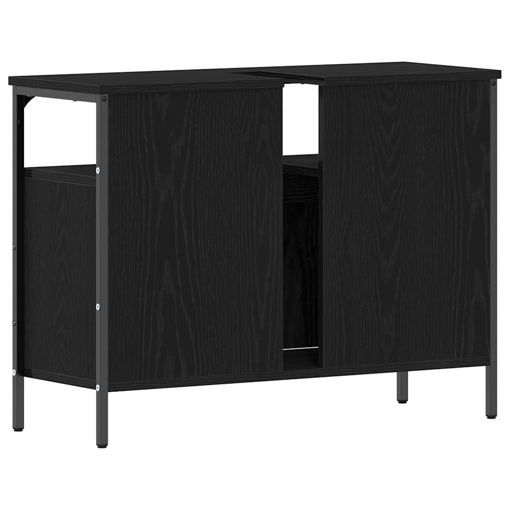 Badkamertenk te kast Zwart eiken 80 x 30 x 60 cm Bewerkt hout is nu te koop bij PeponiXL, paradijselijk wonen!