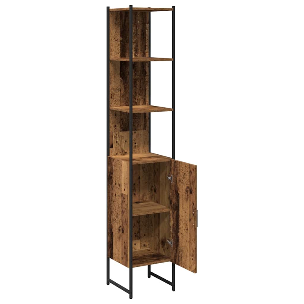 Badkamerkast met plank Oud hout 33 x 33 x 185,5 cm Bewerkt hout is nu te koop bij PeponiXL, paradijselijk wonen!