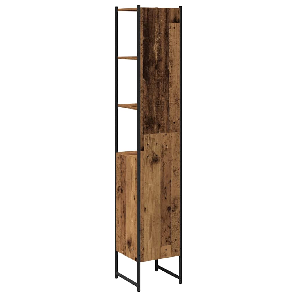 Badkamerkast met plank Oud hout 33 x 33 x 185,5 cm Bewerkt hout is nu te koop bij PeponiXL, paradijselijk wonen!