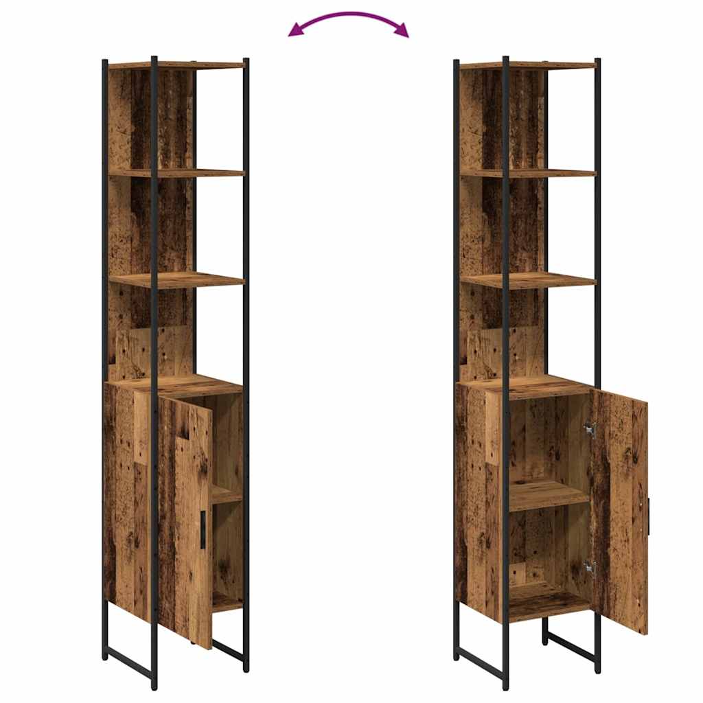 Badkamerkast met plank Oud hout 33 x 33 x 185,5 cm Bewerkt hout is nu te koop bij PeponiXL, paradijselijk wonen!