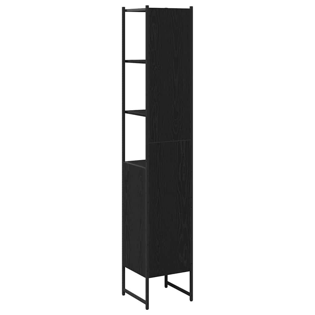 Badkamerkast Zwart eiken 33 x 33 x 185,5 cm Bewerkt hout is nu te koop bij PeponiXL, paradijselijk wonen!
