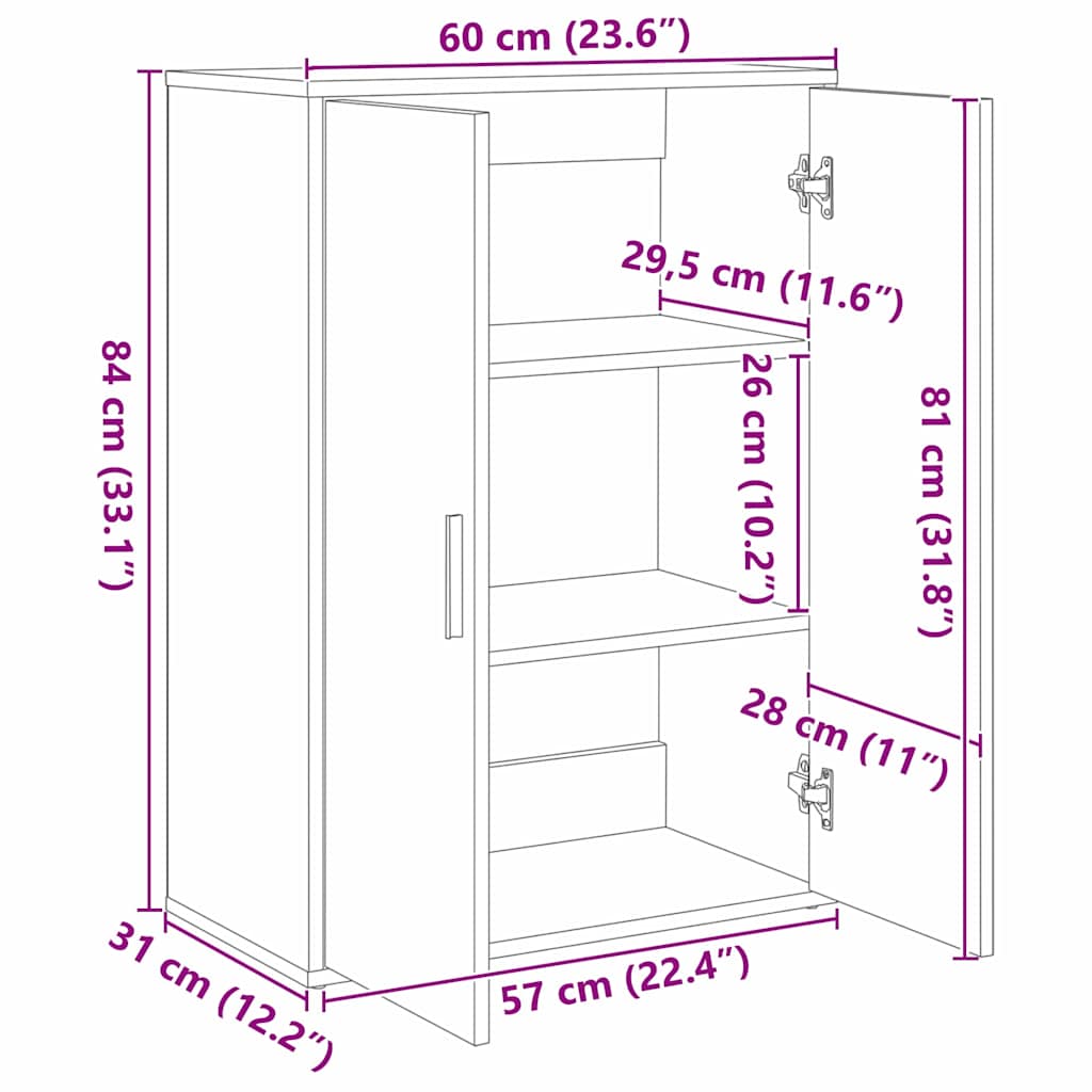 Dressoir Artisan Eiken 60 x 31 x 84 cm Bewerkt hout is nu te koop bij PeponiXL, paradijselijk wonen!