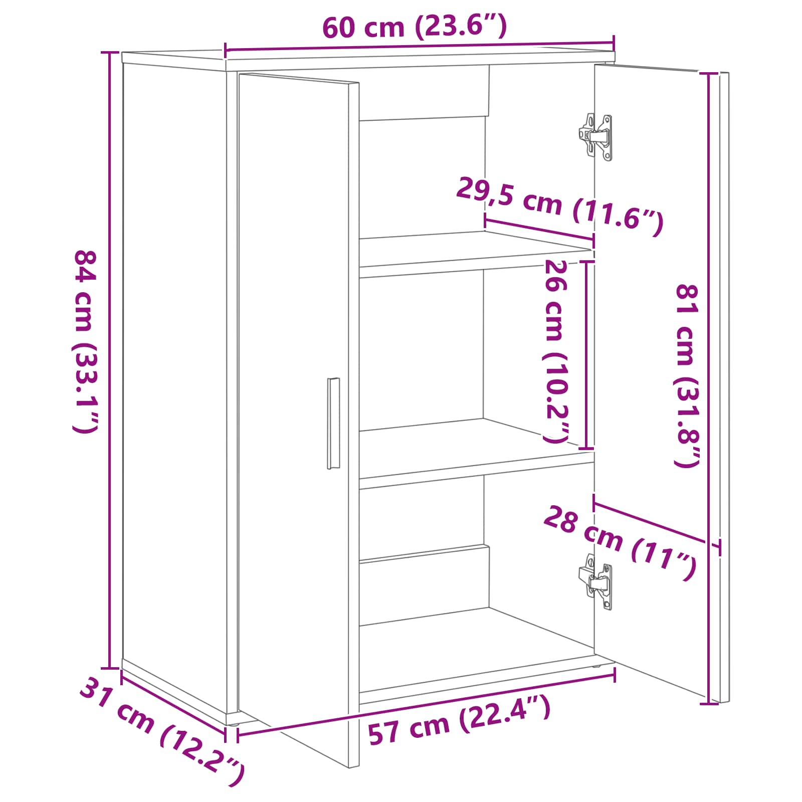 Dressoir Artisan Eiken 60 x 31 x 84 cm Bewerkt hout is nu te koop bij PeponiXL, paradijselijk wonen!