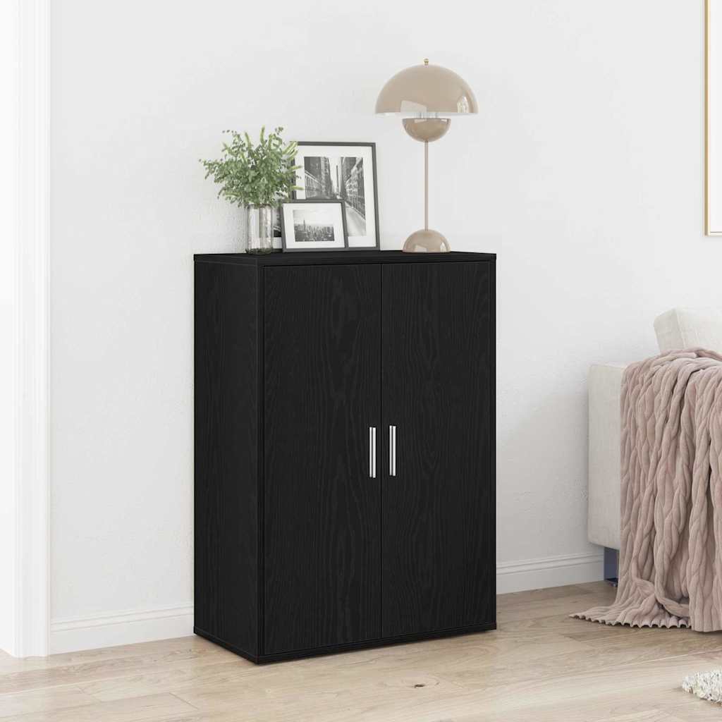 Dressoir Zwart Eiken 60 x 31 x 84 cm Bewerkt hout is nu te koop bij PeponiXL, paradijselijk wonen!