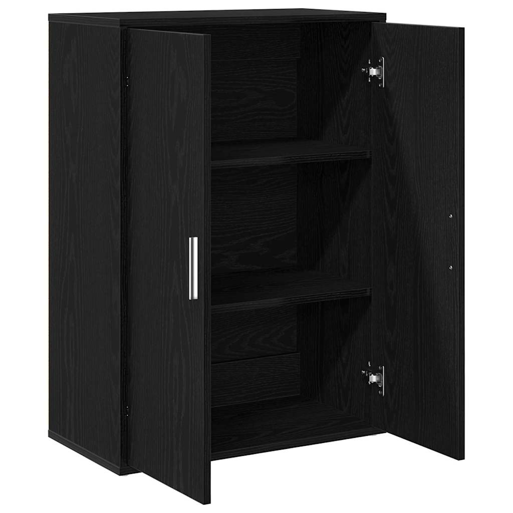 Dressoir Zwart Eiken 60 x 31 x 84 cm Bewerkt hout is nu te koop bij PeponiXL, paradijselijk wonen!